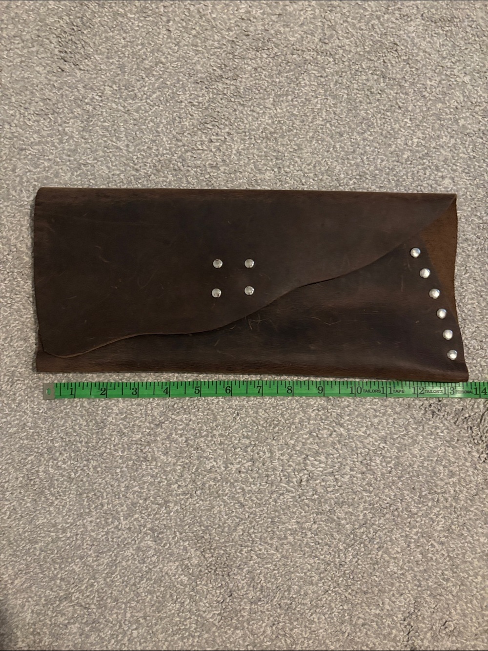 Brown Leather Studded Clutch